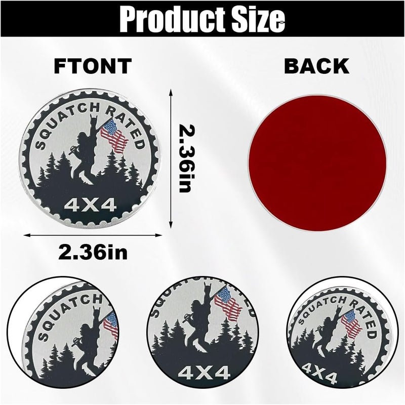 GLSOWEE Squatch Badge Rated Car Emblem, 4 x 4 3D Metal Car Badge Decals Stickers Round Emblem Decals, Auto Exterior Emblems Badge Compatible with Vehicles Trucks SUV RV (Squatch 1) - Image 2